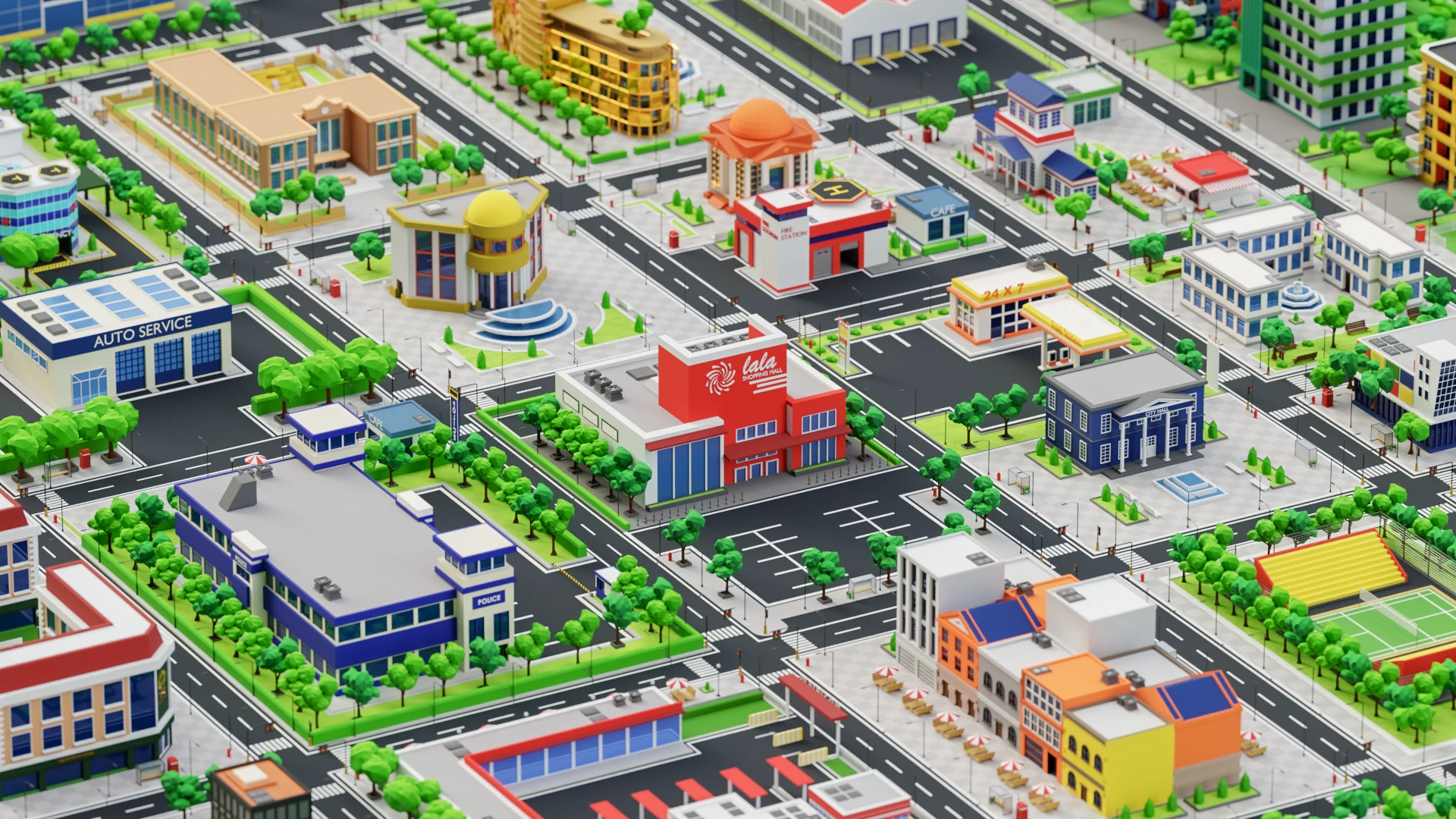 Meadowside City aerial view