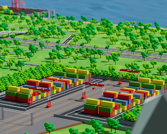 Aerial city angle
